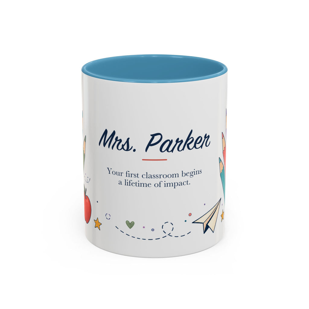 Personalized First Year Teacher Mug | Custom Name Pencil Coffee Cup