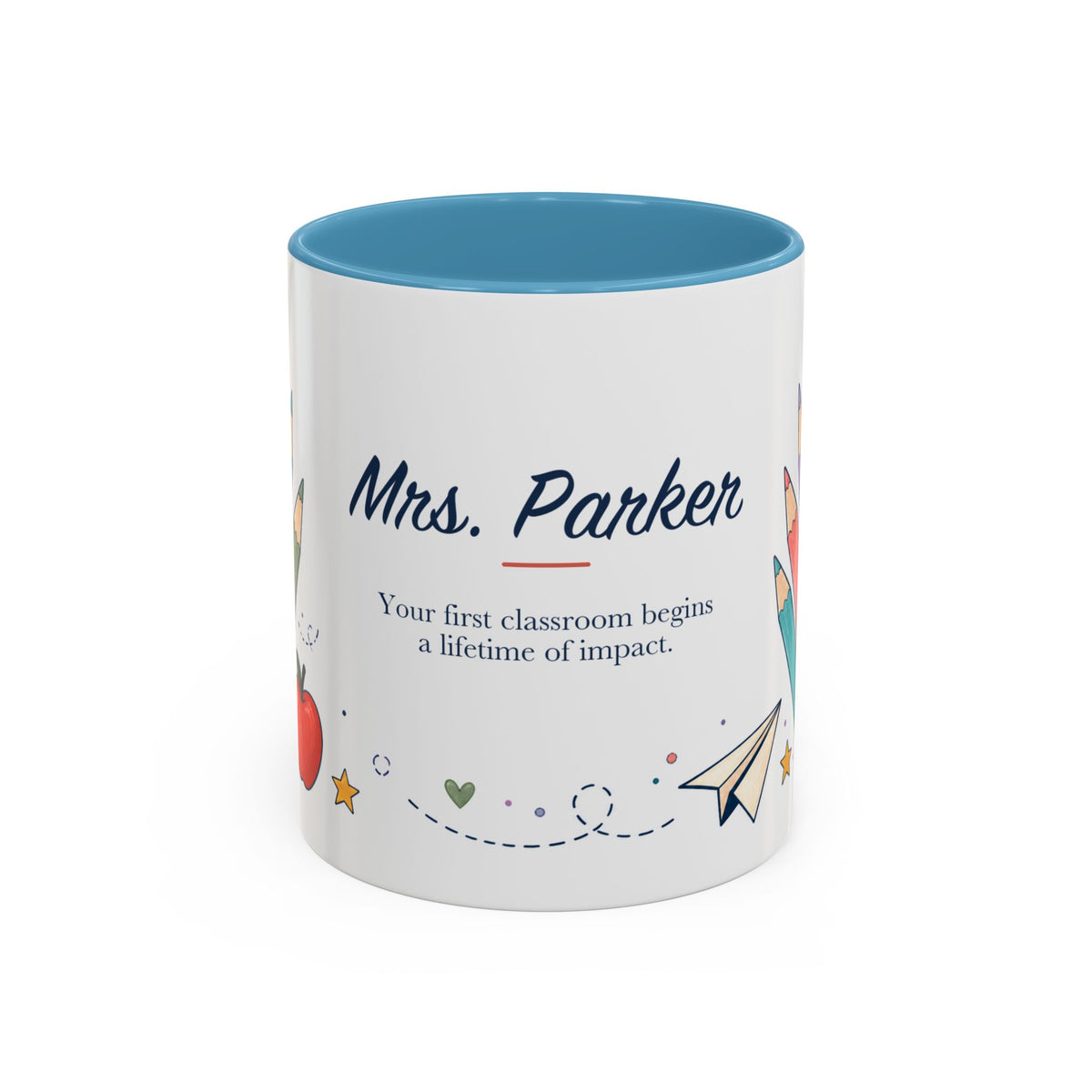 Personalized First Year Teacher Mug | Custom Name Pencil Coffee Cup