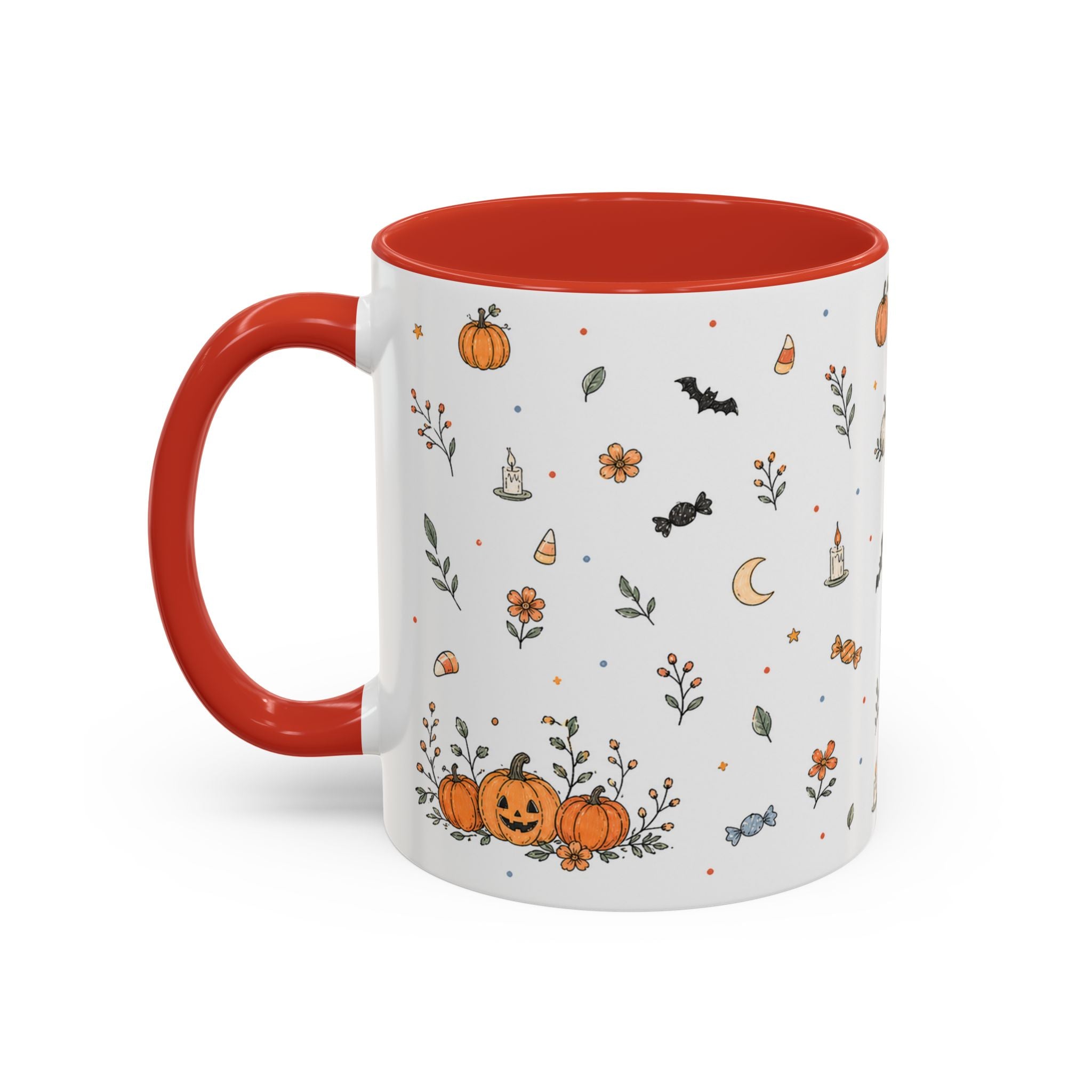 Halloween Party Mug | Ghost Black Cat Candy Watercolor Gift | Accent Cup 11oz 15oz