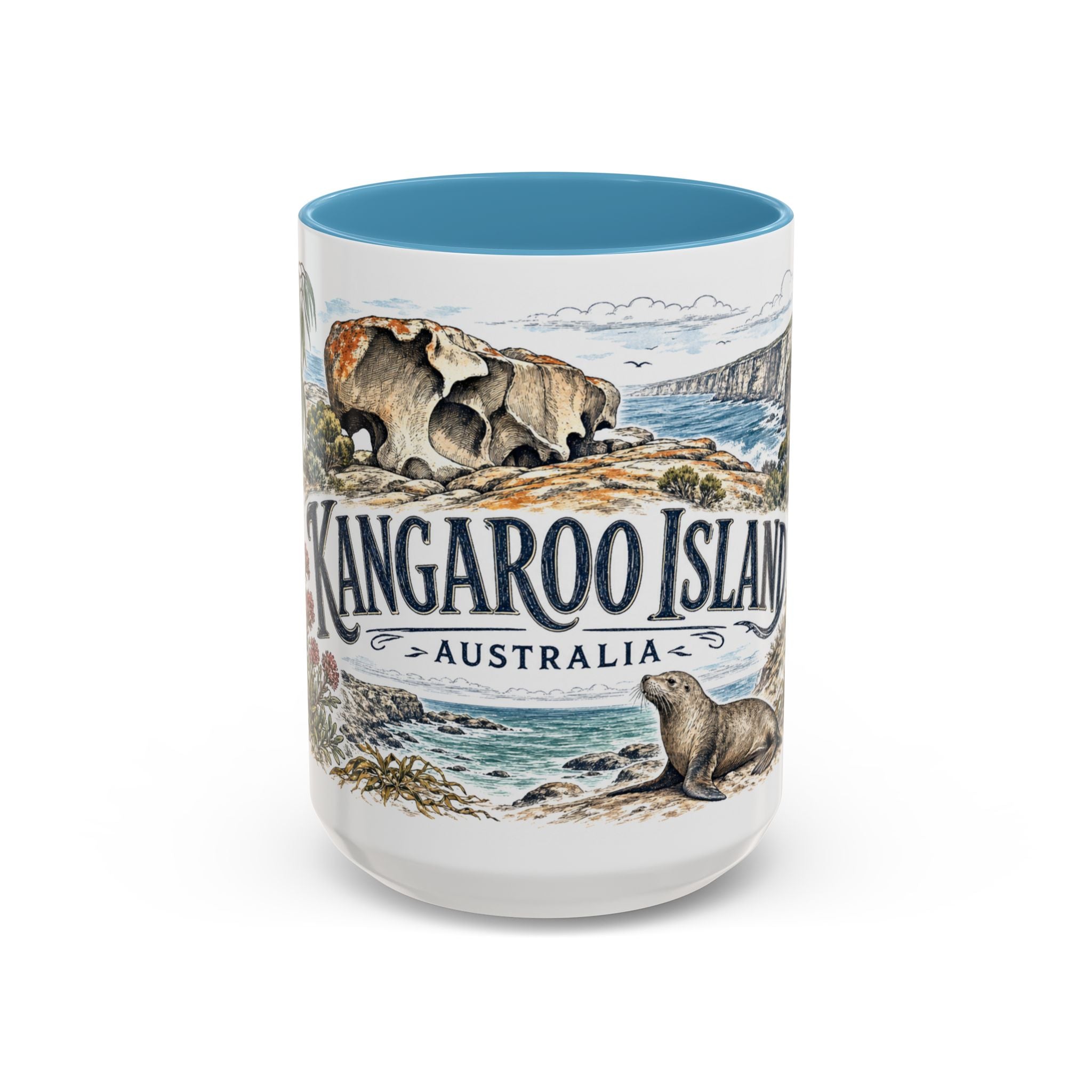 Kangaroo Island Mug, Australia Travel Souvenir, Bucket List Gift, Accent Ceramic Coffee Mug 11oz 15oz