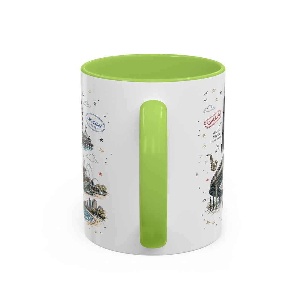 Chicago Coffee Mug | Illinois Souvenir City Gift | Accent Color Ceramic 11oz 15oz