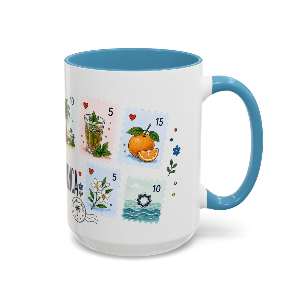 Casablanca Coffee Mug | Postage Stamp Collage Mug | Travel Souvenir Accent Cup 11oz 15oz