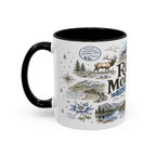 Rocky Mountain Coffee Mug | National Park Hiking Camping Gift | Accent Color Ceramic 11oz 15oz
