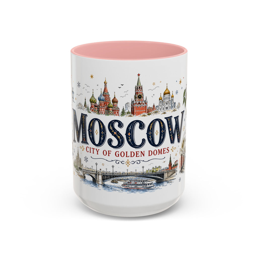 Moscow Coffee Mug | Russia Souvenir Travel Gift | Accent Color Ceramic 11oz 15oz