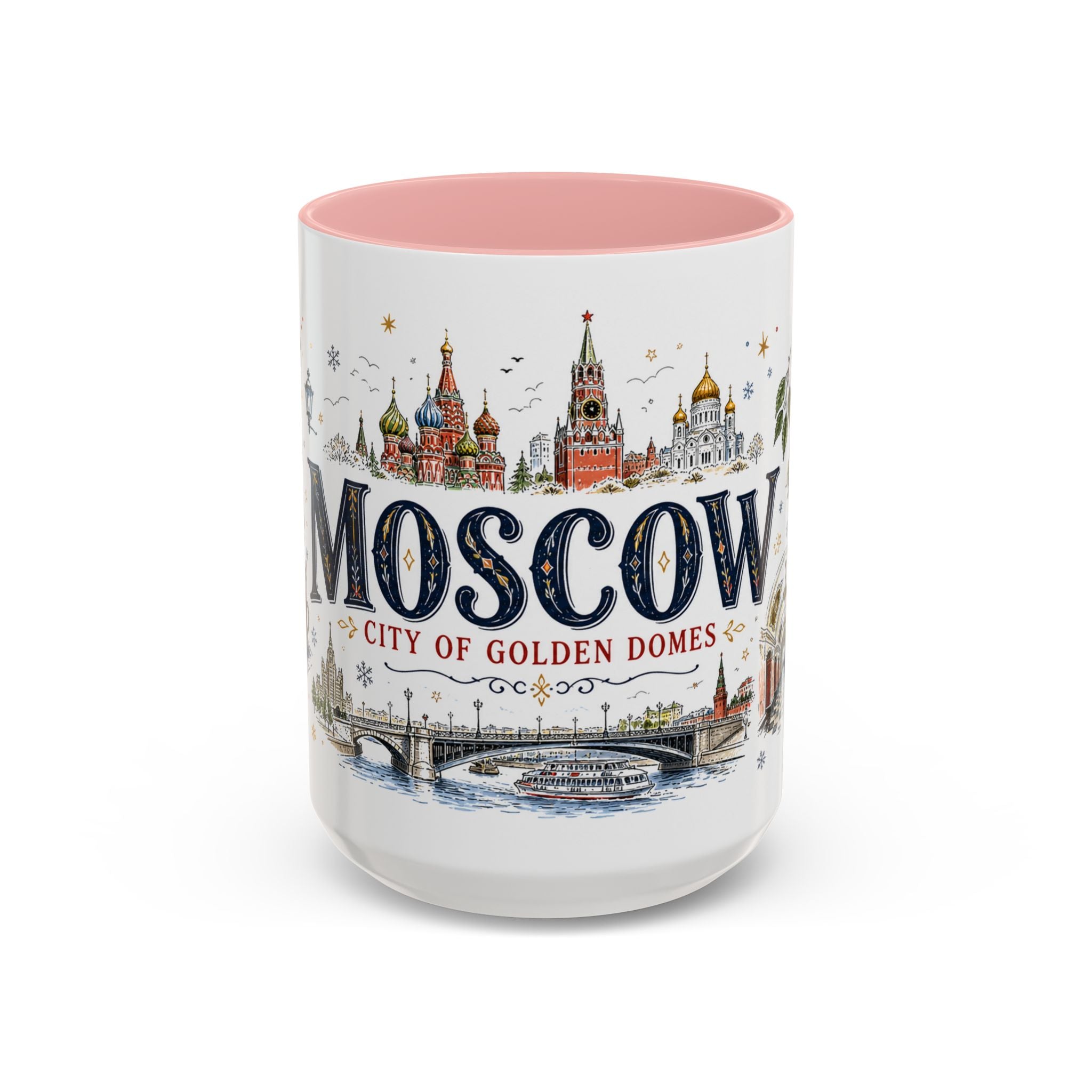 Moscow Coffee Mug | Russia Souvenir Travel Gift | Accent Color Ceramic 11oz 15oz