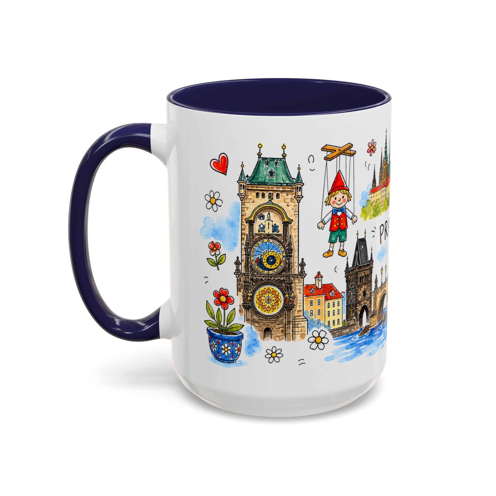 Prague Travel Mug | European City Souvenir Accent Coffee Mug | 11oz 15oz Ceramic Cup