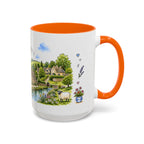 Bibury Illustrated Travel Mug | England Souvenir Accent Coffee Mug | 11oz 15oz Ceramic Cup