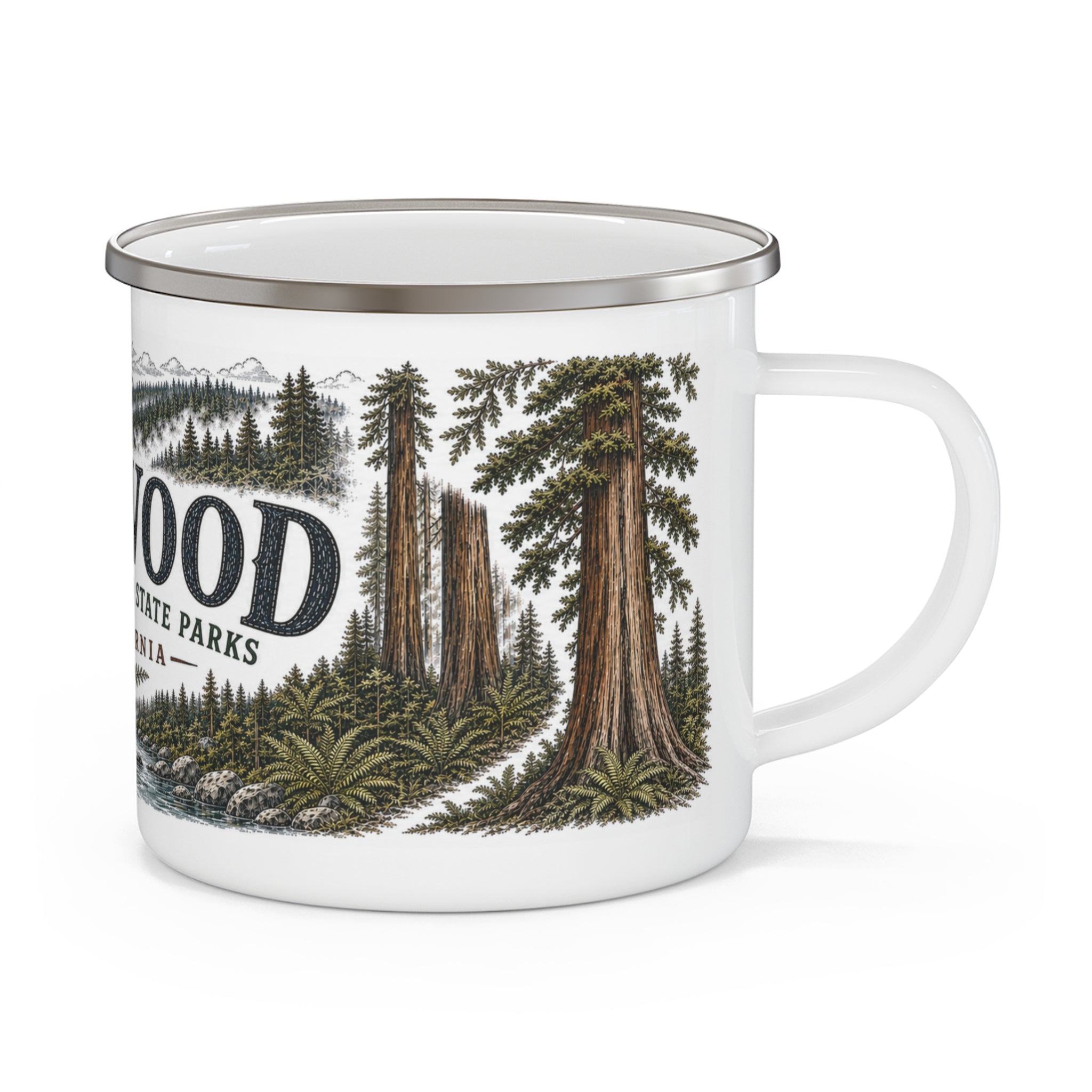 Redwood National Park Vintage Enamel Camping Mug | 12oz National Park Hiking Gift