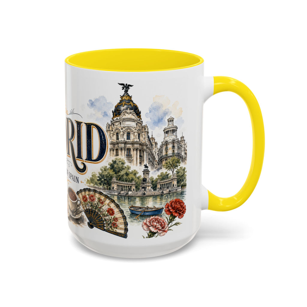 Madrid Coffee Mug | Spain Travel Souvenir | Vintage Illustrated City Gift | 11 oz 15 oz Accent Mug