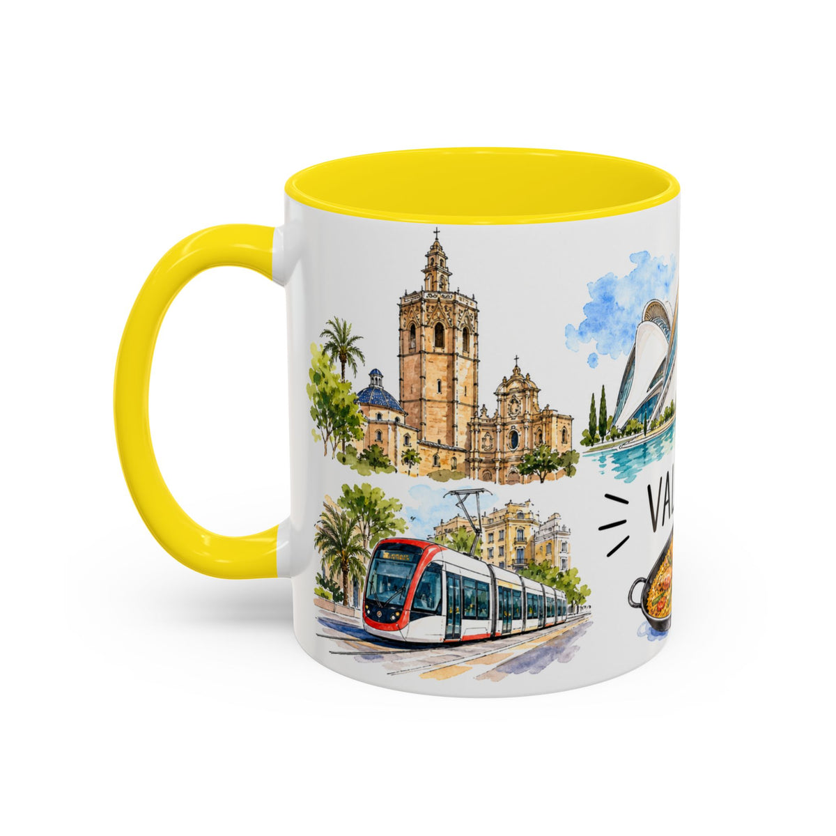 Valencia Illustrated Travel Mug | City Souvenir Accent Coffee Mug | 11oz 15oz Ceramic Cup