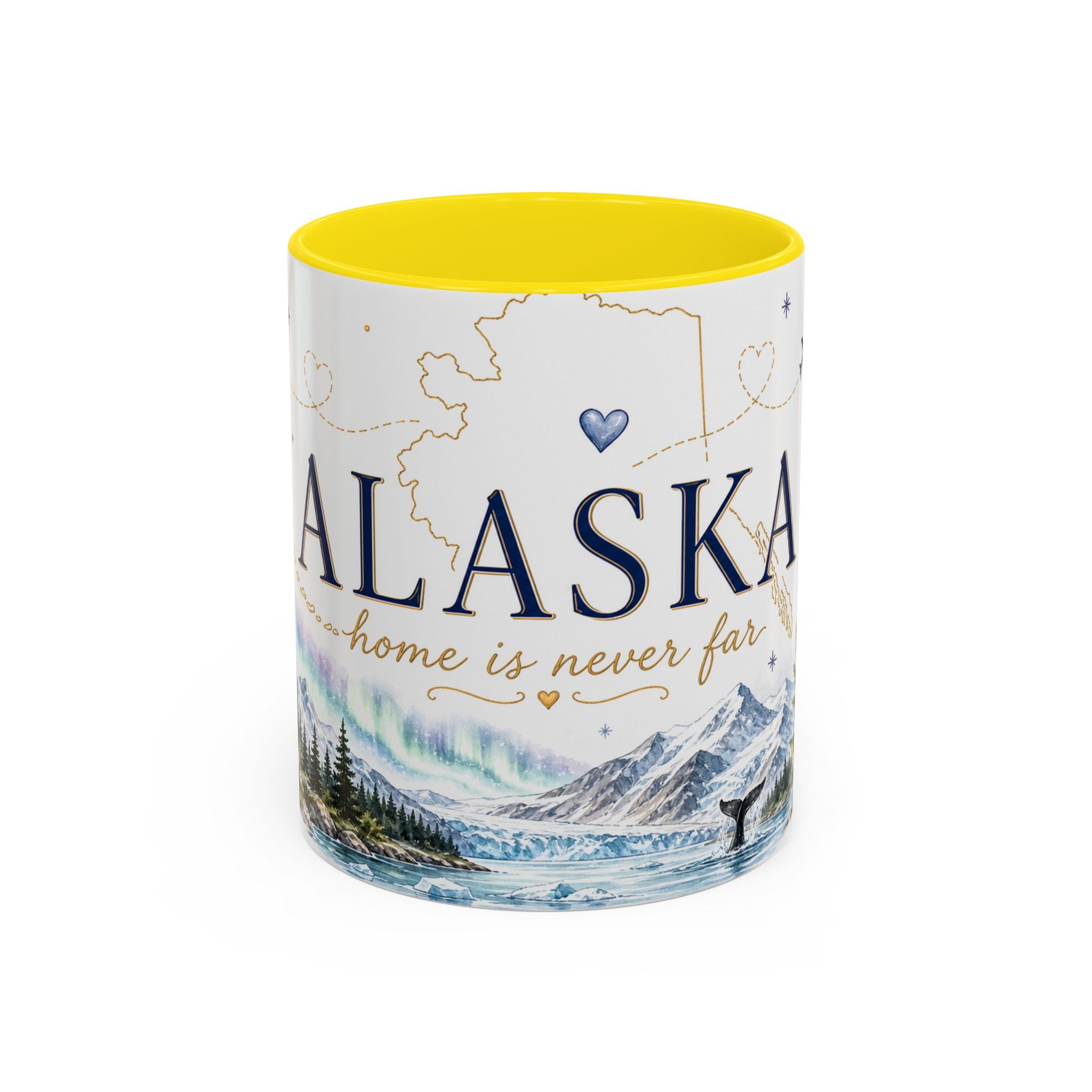 Alaska State Map Mug | Northern Lights, Mountains, Glaciers | Moving Away Gift