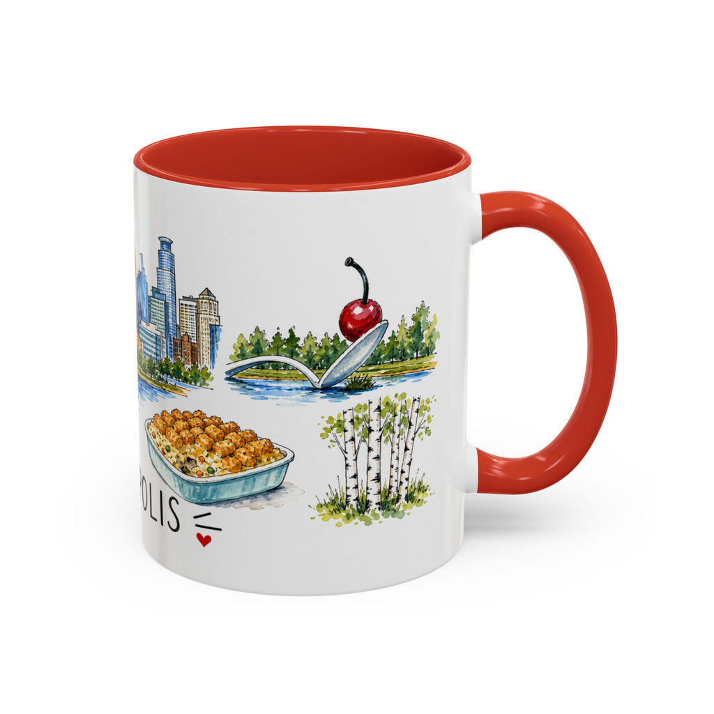 Minneapolis Illustrated Travel Mug | City Souvenir Accent Coffee Mug | 11oz 15oz Ceramic Cup