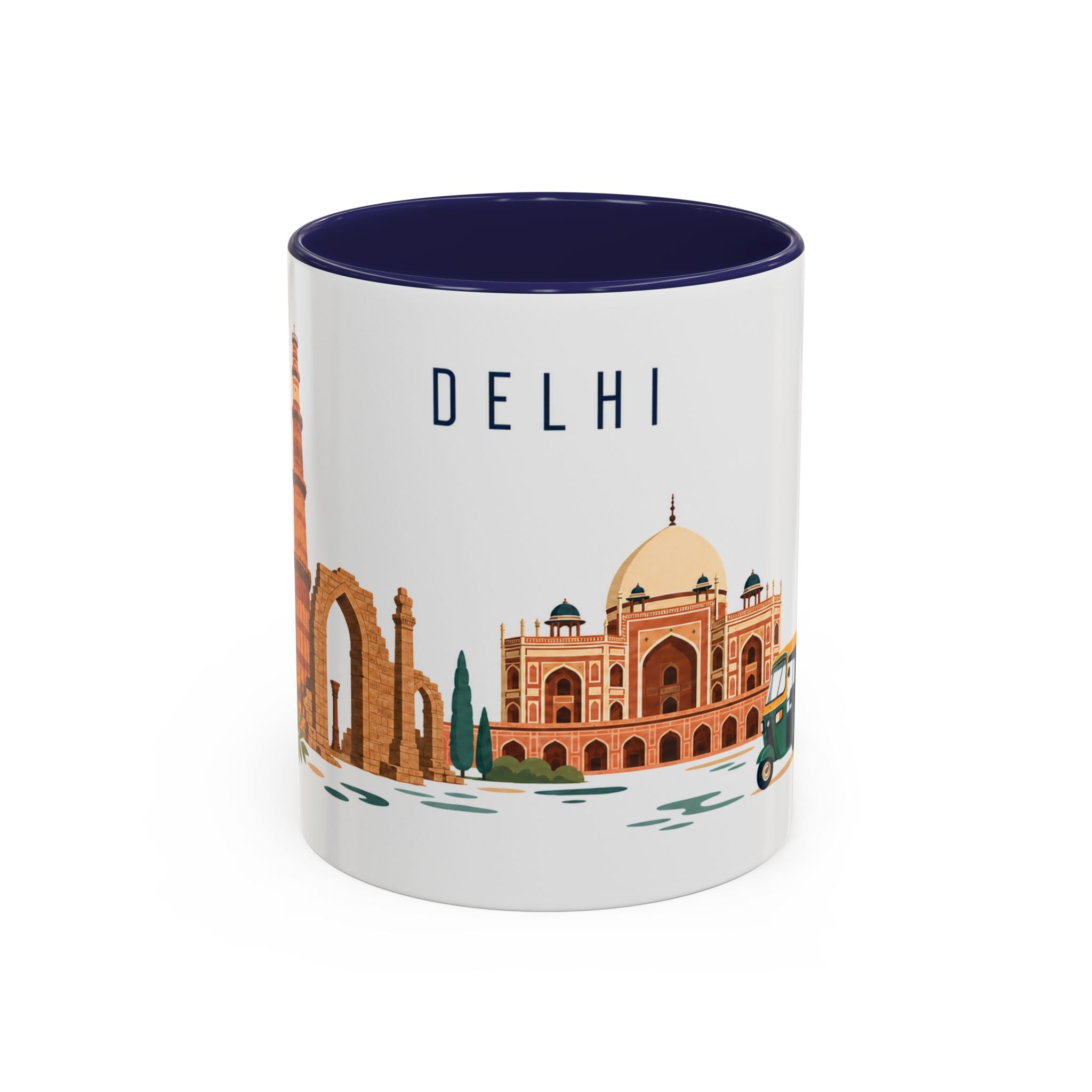 Delhi Coffee Mug | India Travel Souvenir | Porcelain Decal City Gift | 11oz 15oz Accent Mug