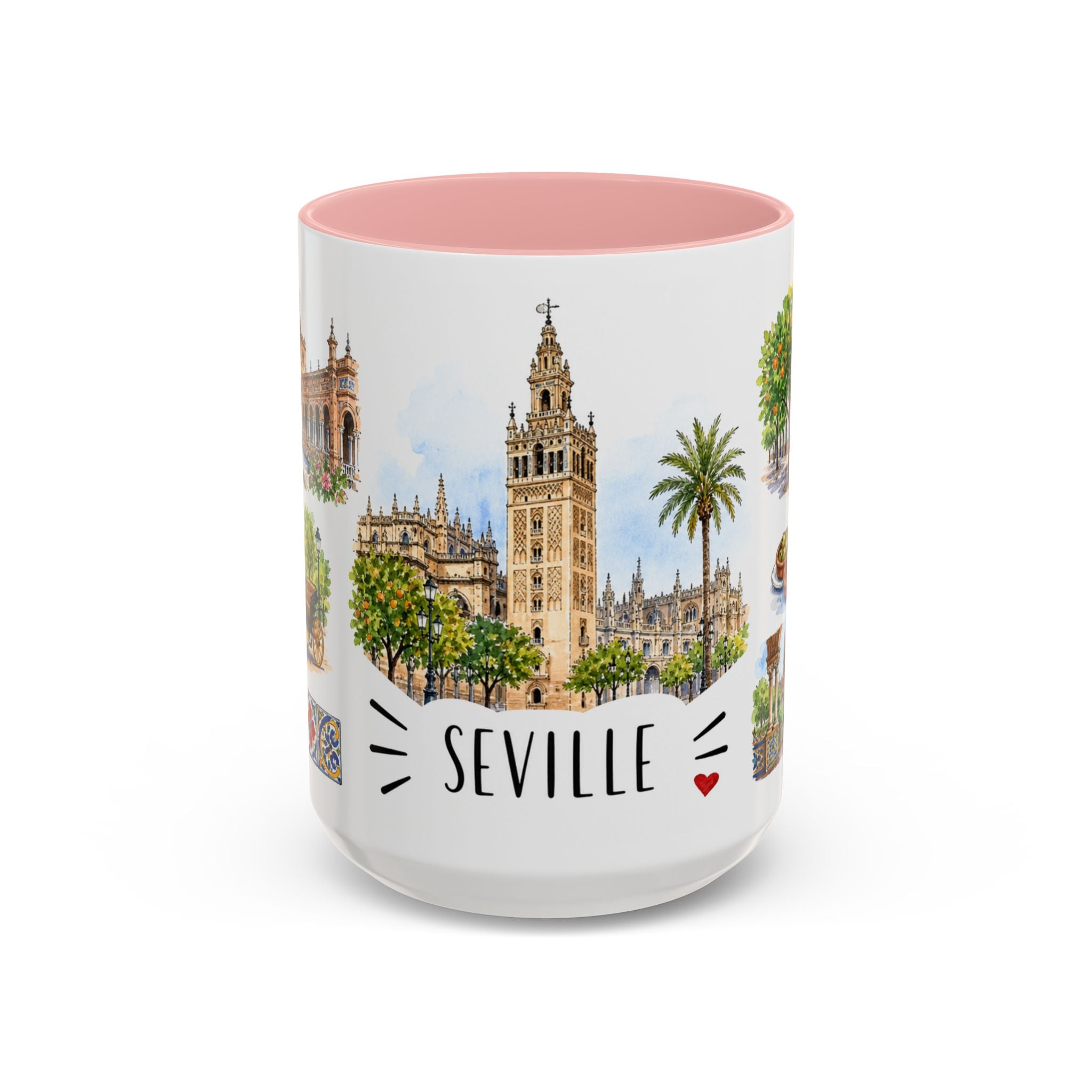 Seville Illustrated Travel Mug | City Souvenir Accent Coffee Mug | 11oz 15oz Ceramic Cup