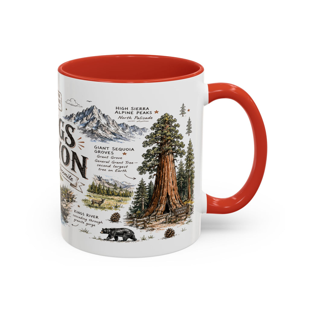 Kings Canyon National Park Coffee Mug | California Sierra Nevada Sequoia Gift | Accent Color Ceramic 11oz 15oz