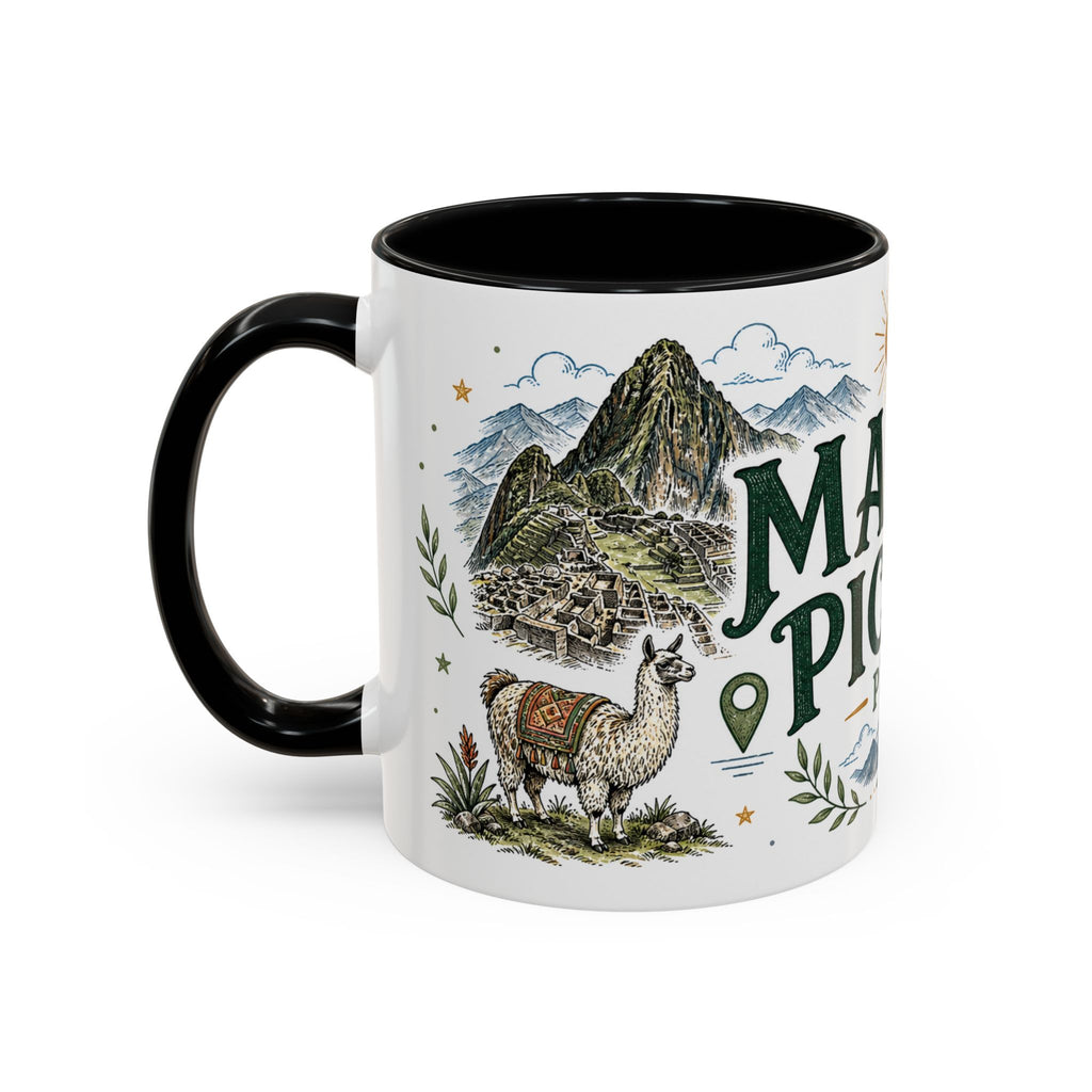 Machu Picchu Coffee Mug | Travel Destination Souvenir Gift | Accent Color Ceramic 11oz 15oz