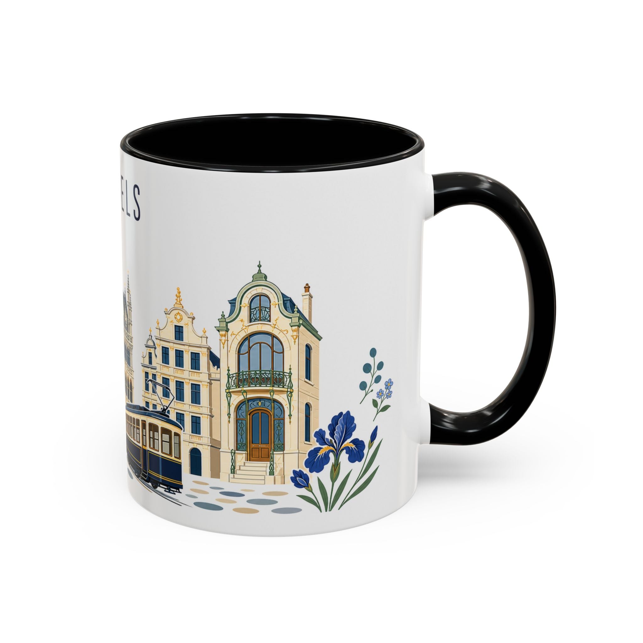 Brussels Coffee Mug | Belgium Travel Souvenir | Porcelain Decal City Gift | 11oz 15oz Accent Mug