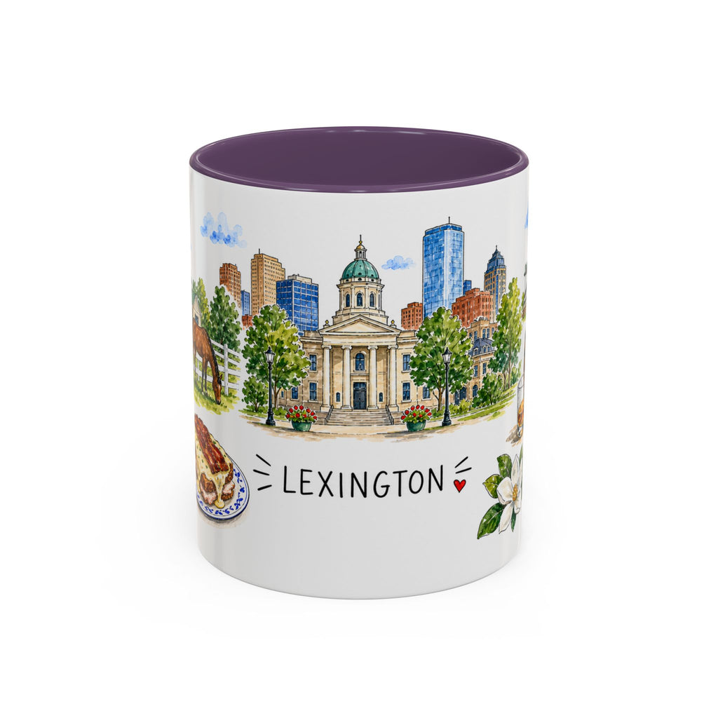 Lexington Illustrated Travel Mug | City Souvenir Accent Coffee Mug | 11oz 15oz Ceramic Cup
