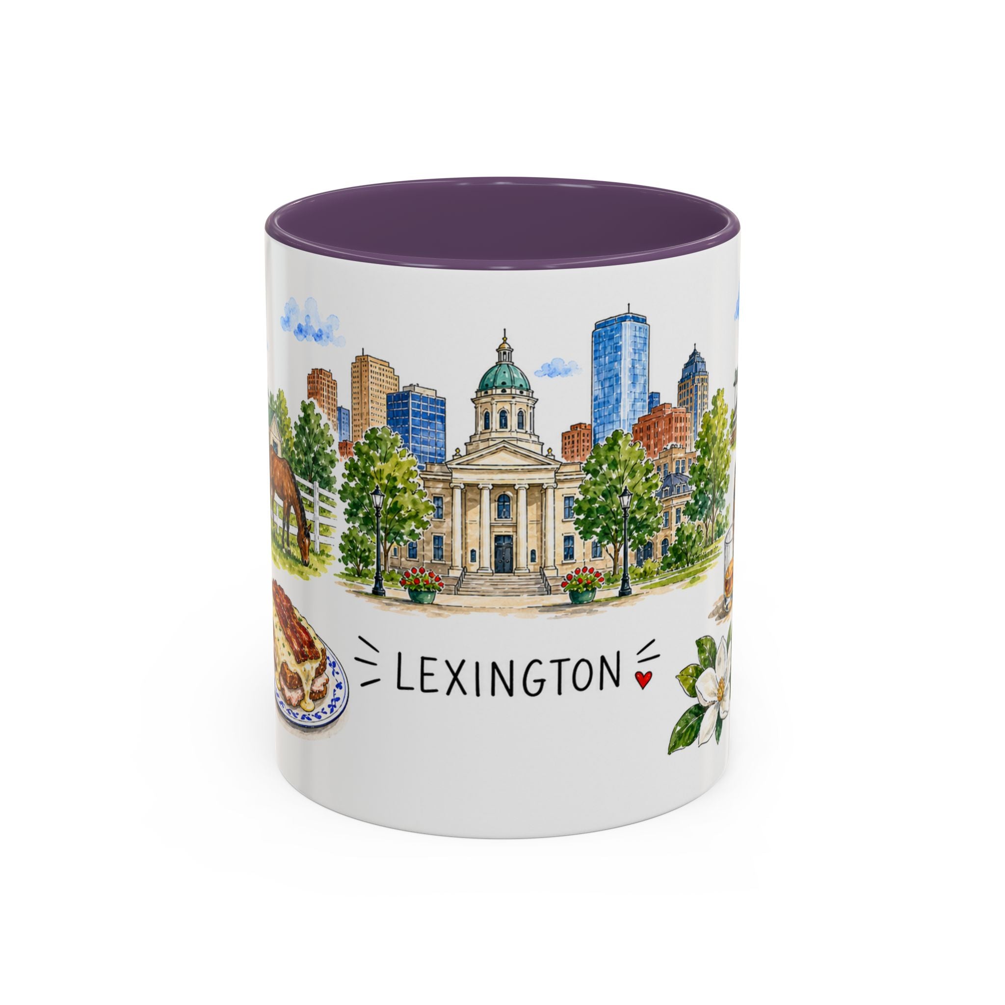 Lexington Illustrated Travel Mug | City Souvenir Accent Coffee Mug | 11oz 15oz Ceramic Cup