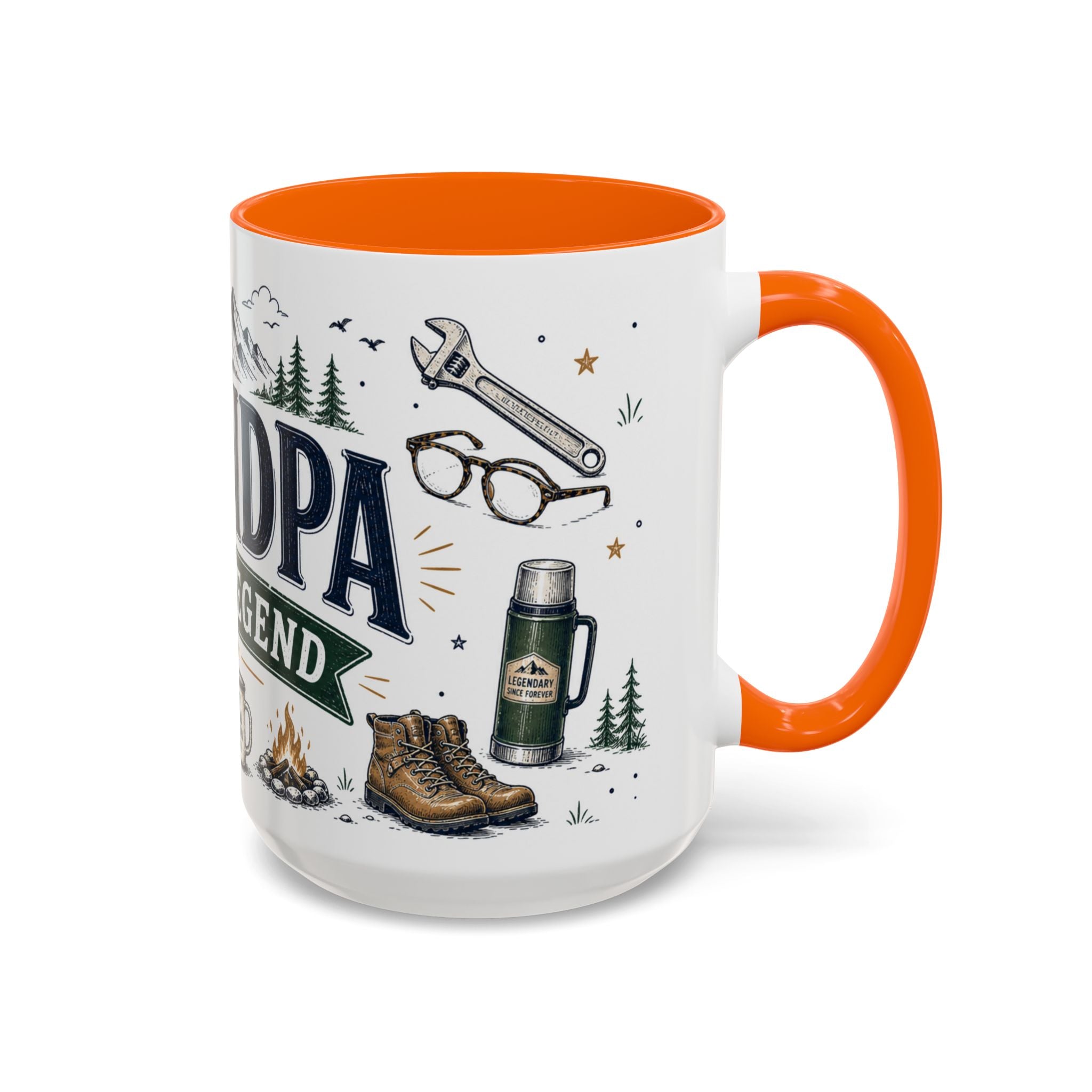 Grandpa The Legend Coffee Mug | Gift From Grandkids | Accent Color Ceramic 11oz 15oz