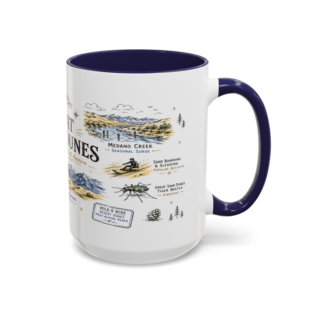 Great Sand Dunes National Park Coffee Mug | Colorado Desert Mountain Dunes Gift | Accent Color Ceramic 11oz 15oz