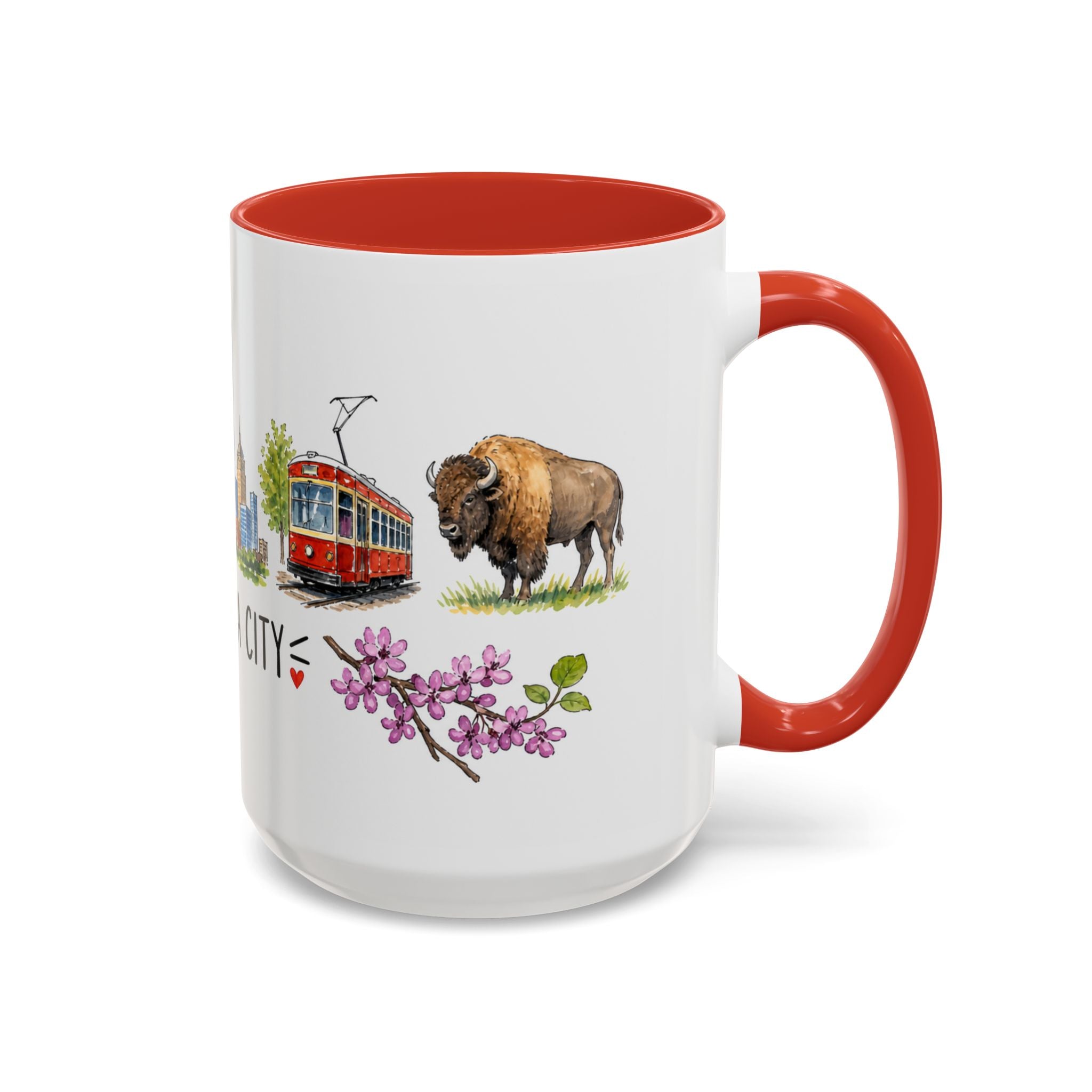 Oklahoma City Illustrated Travel Mug | City Souvenir Accent Coffee Mug | 11oz 15oz Ceramic Cup