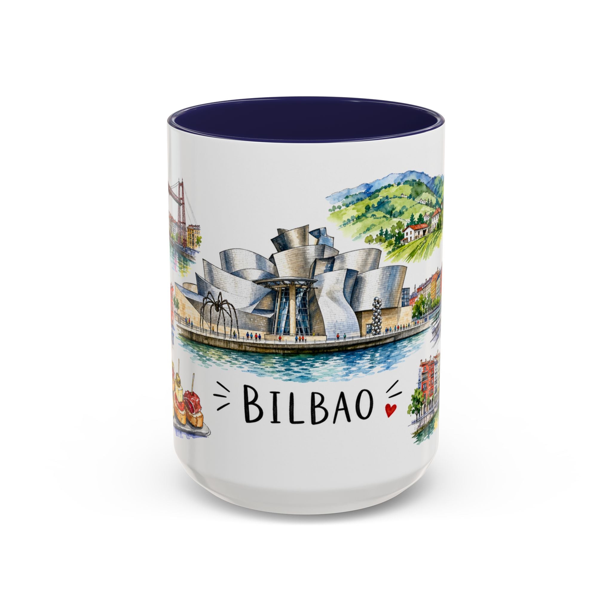 Bilbao Illustrated Travel Mug | City Souvenir Accent Coffee Mug | 11oz 15oz Ceramic Cup