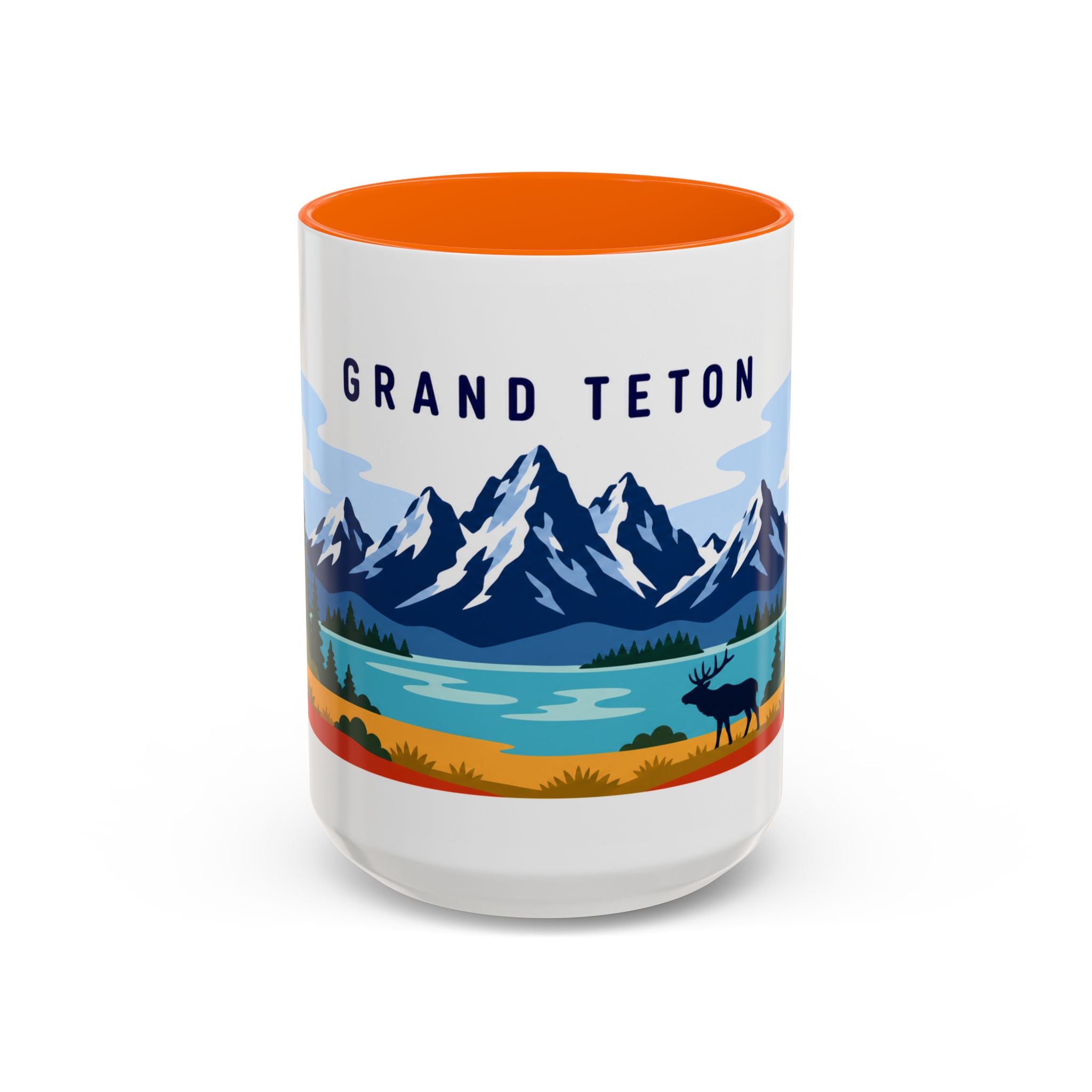 Grand Teton Coffee Mug | Travel Destination Souvenir Gift | Accent Color Ceramic 11oz 15oz