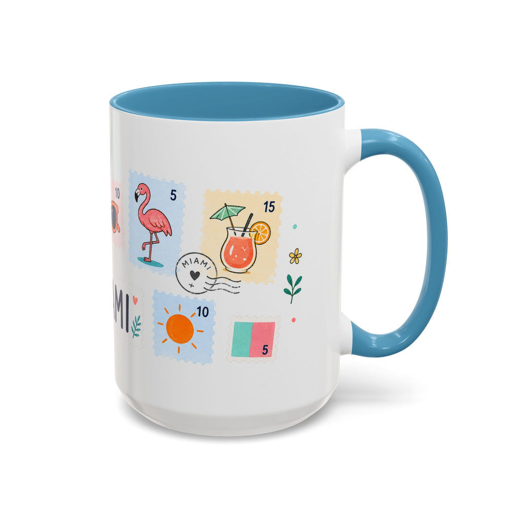 Miami Coffee Mug | Postage Stamp Collage Mug | Travel Souvenir Accent Cup 11oz 15oz