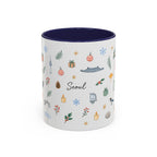 Seoul Christmas Mug | Watercolor Travel Souvenir | Holiday Gift | Accent Ceramic Coffee Cup 11oz 15oz