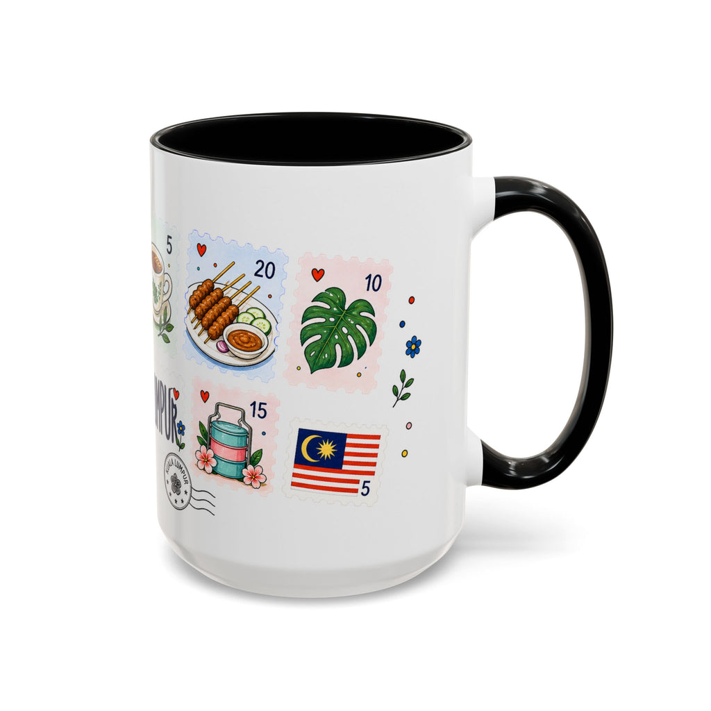 Kuala Lumpur Coffee Mug | Postage Stamp Collage Mug | Travel Souvenir Accent Cup 11oz 15oz