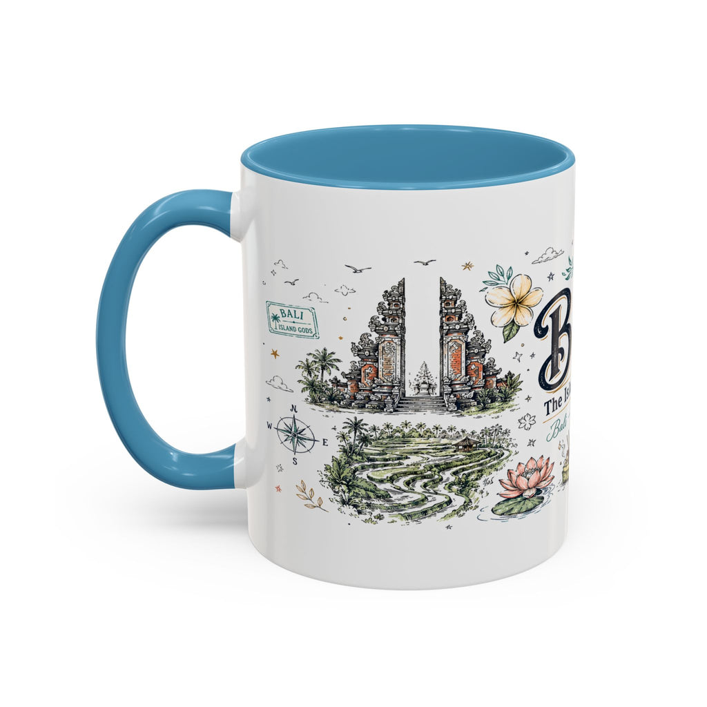 Bali Coffee Mug | Indonesia Souvenir Travel Gift | Accent Color Ceramic 11oz 15oz