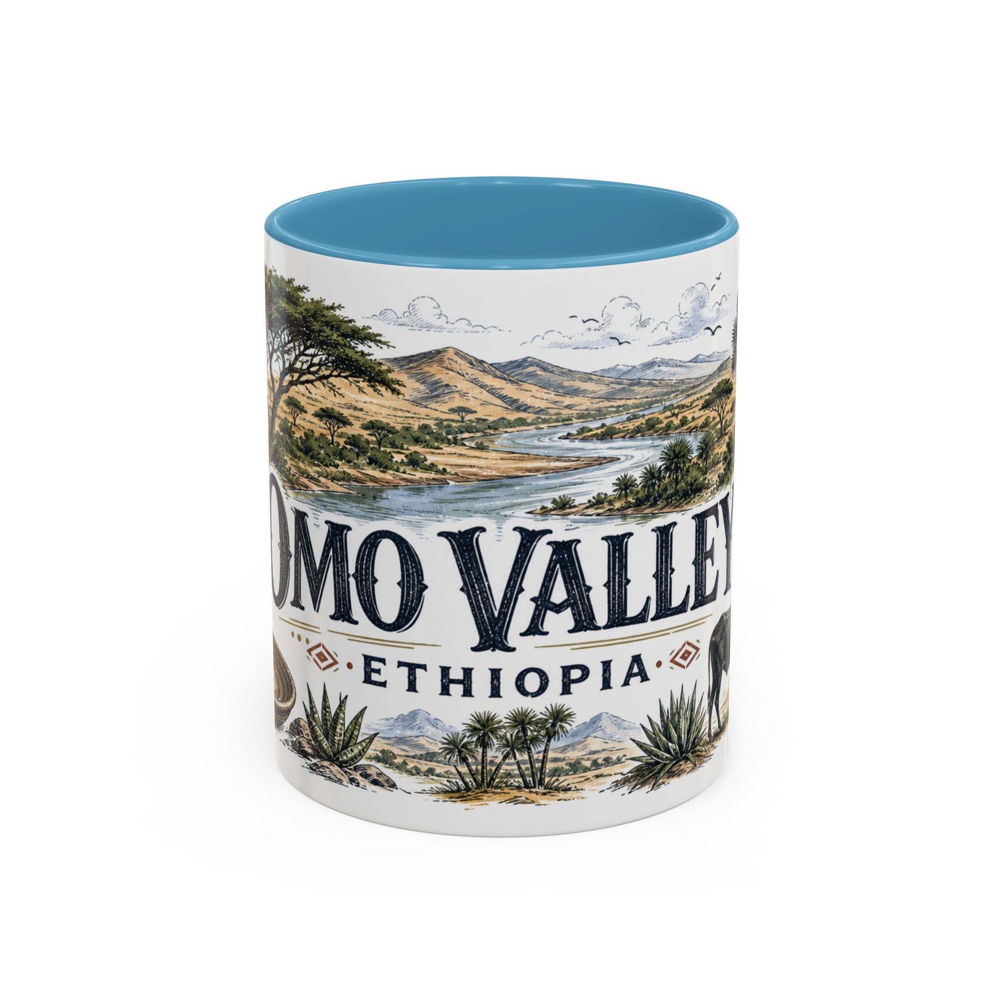 Omo Valley Mug, Ethiopia Travel Souvenir, Bucket List Gift, Accent Ceramic Coffee Mug 11oz 15oz