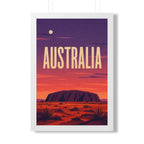 Uluru Australia Framed Poster | Vintage Travel Wall Art | Black Walnut White Frame | 16x24 20x30