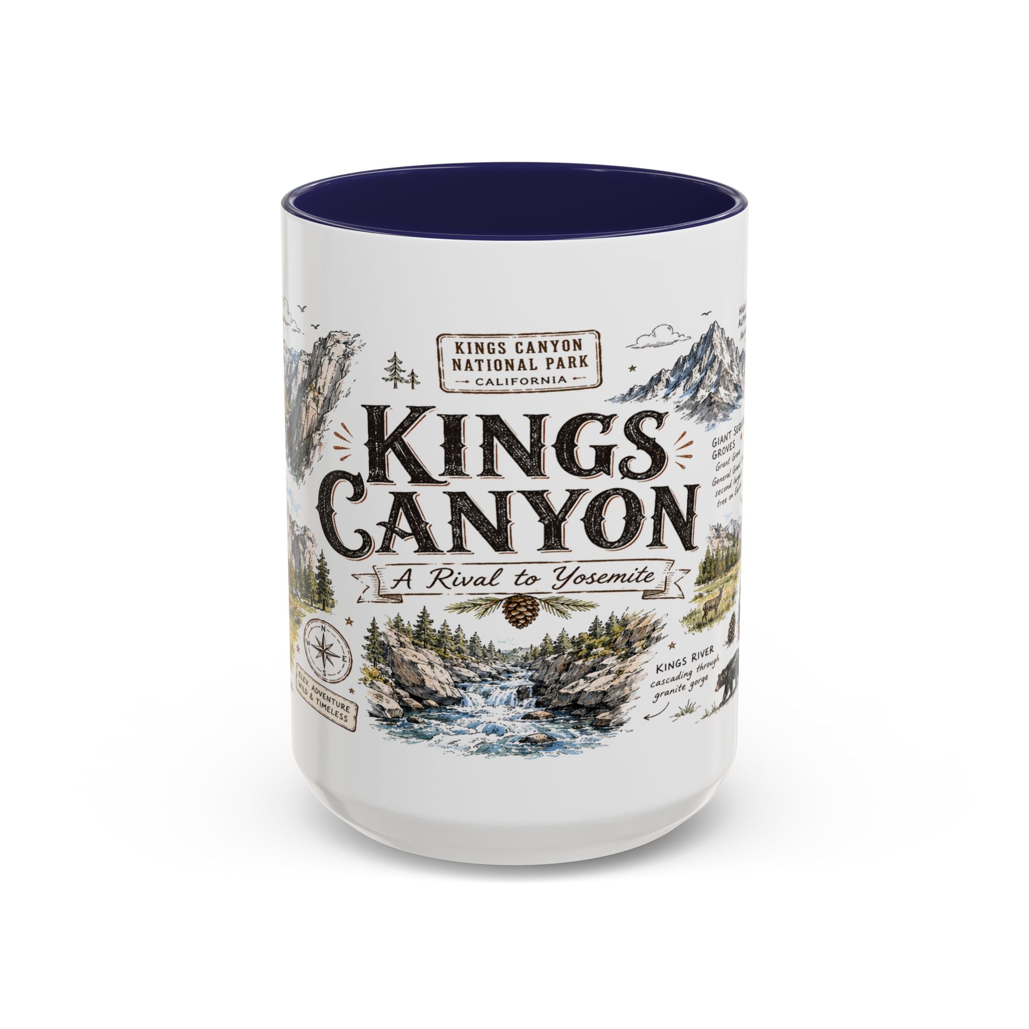 Kings Canyon National Park Coffee Mug | California Sierra Nevada Sequoia Gift | Accent Color Ceramic 11oz 15oz