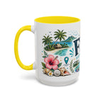 Fiji Coffee Mug | Travel Destination Souvenir Gift | Accent Color Ceramic 11oz 15oz