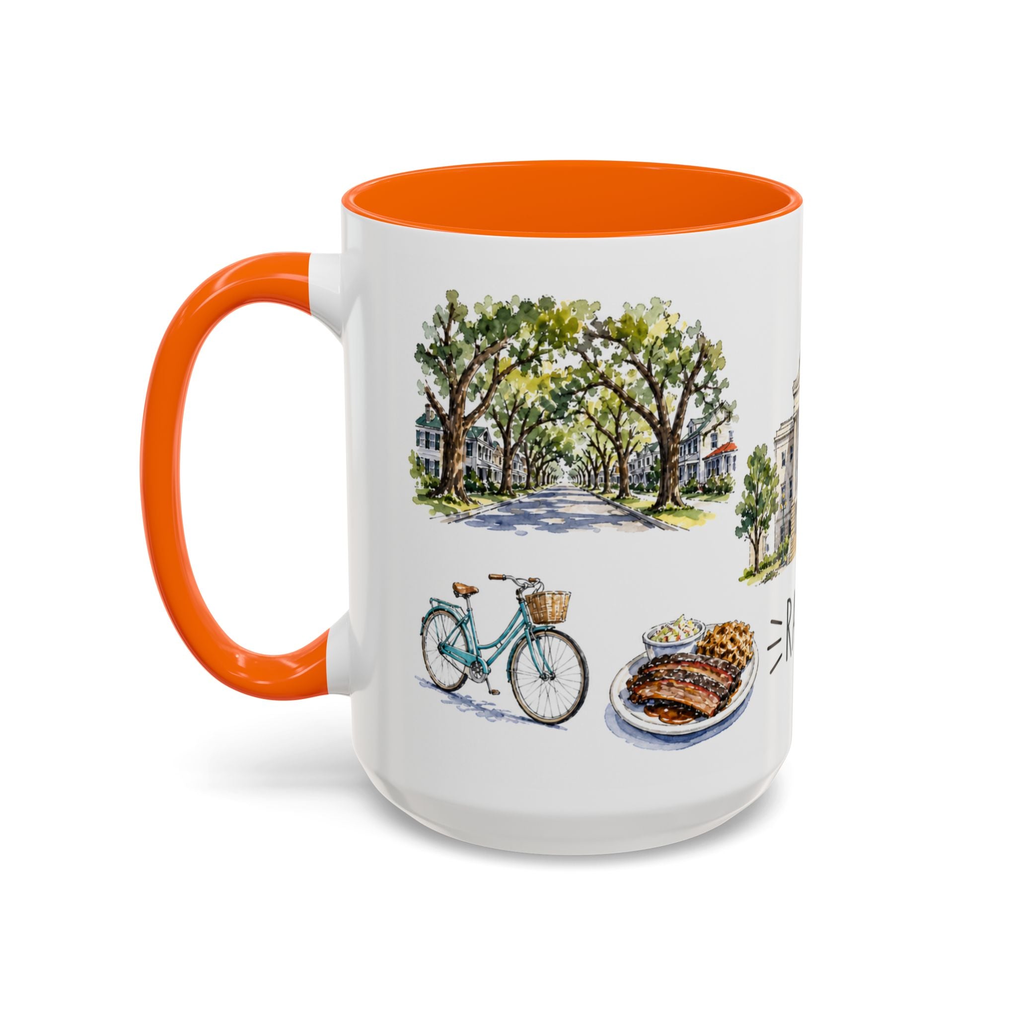 Raleigh Illustrated Travel Mug | City Souvenir Accent Coffee Mug | 11oz 15oz Ceramic Cup