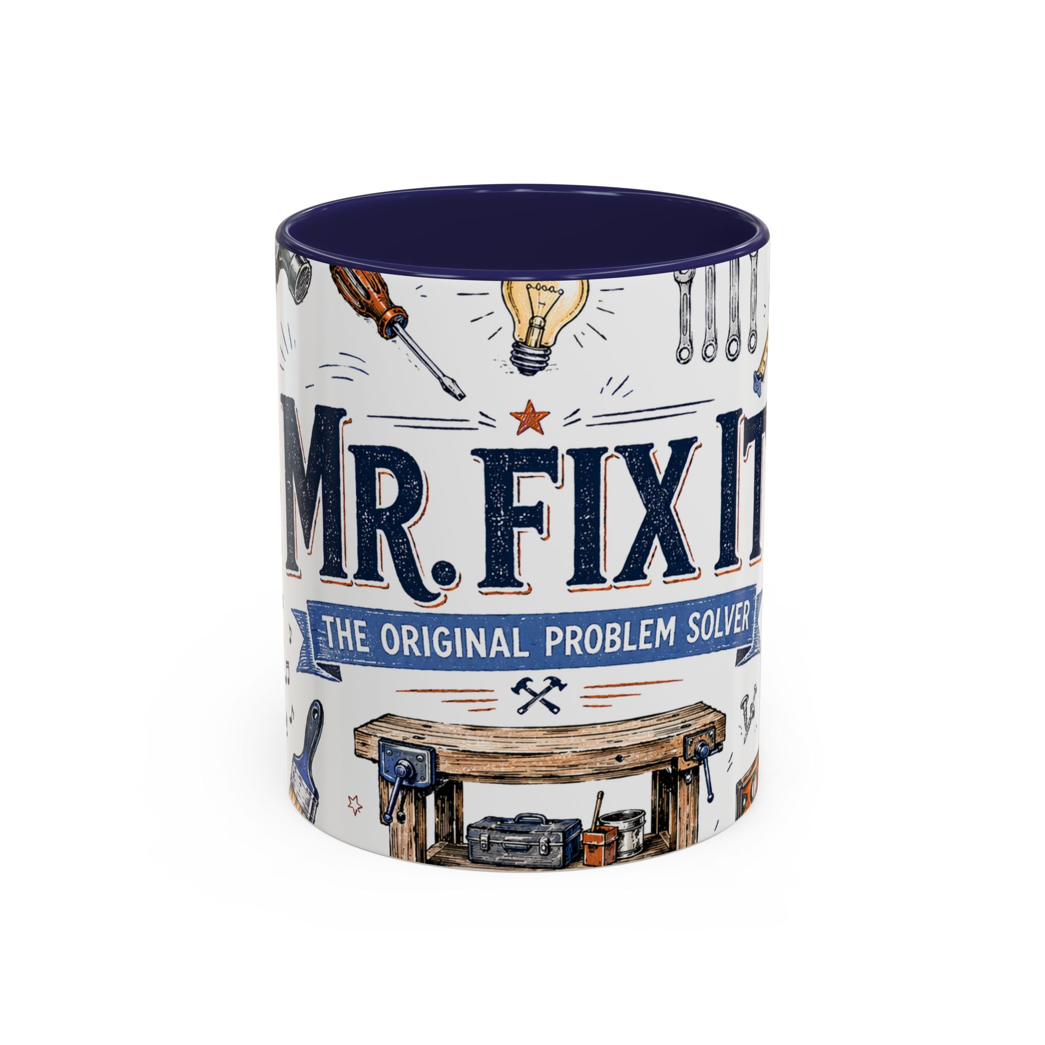 Mr Fix It Coffee Mug | Father's Day Gift for Dad | Accent Color Ceramic 11oz 15oz