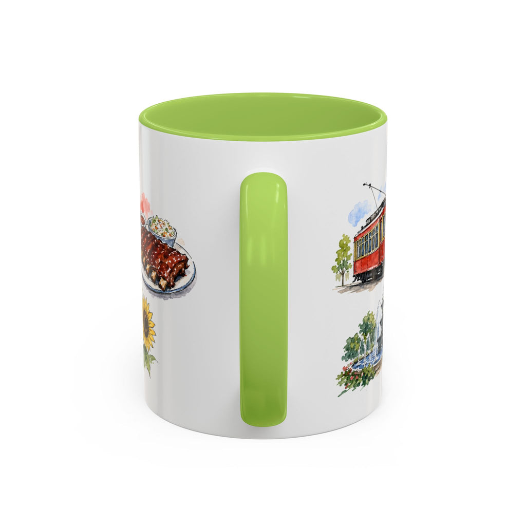Kansas City Illustrated Travel Mug | City Souvenir Accent Coffee Mug | 11oz 15oz Ceramic Cup