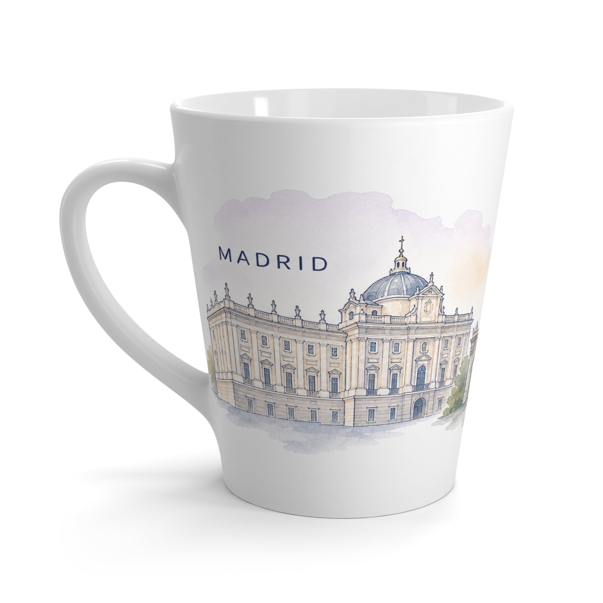 Madrid Latte Mug | Watercolor City Travel Mug | 12 oz Ceramic Souvenir Gift