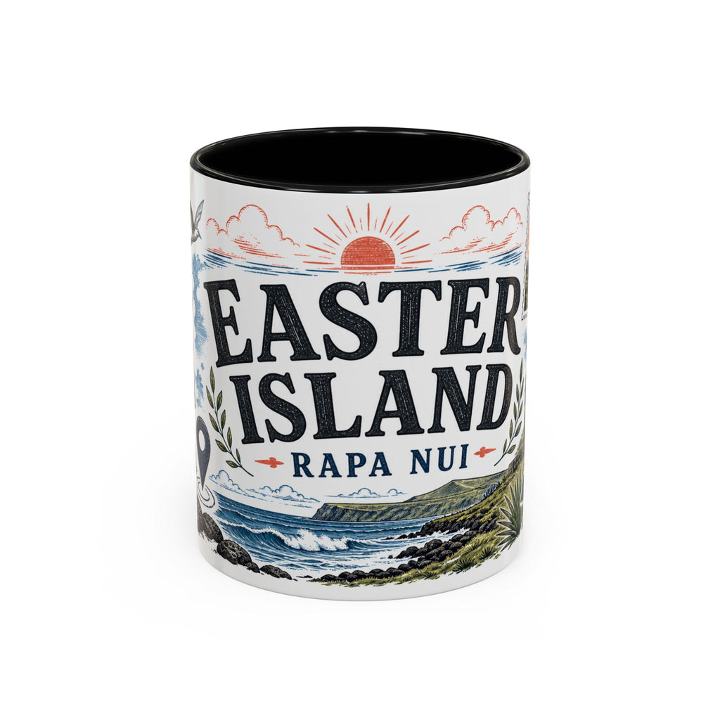 Easter Island Coffee Mug | Travel Destination Souvenir Gift | Accent Color Ceramic 11oz 15oz