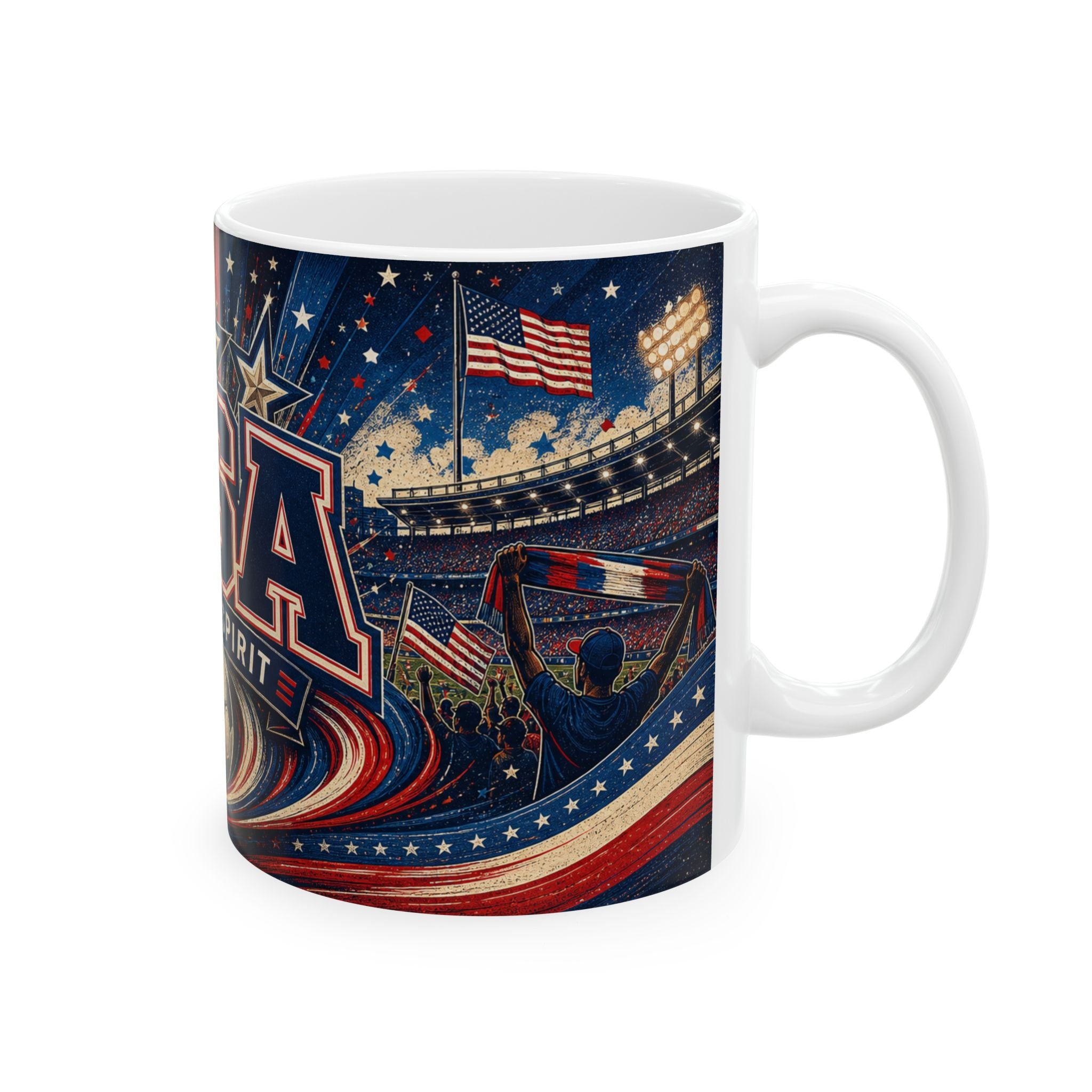 USA Soccer Spirit Coffee Mug | Soccer Fan Gift | Ceramic 11oz 15oz Match Day Cup