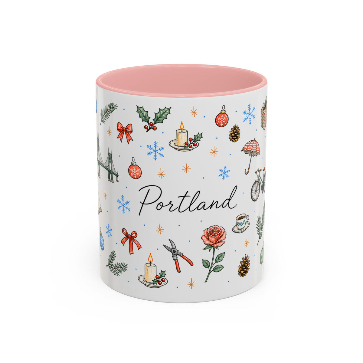 Portland Christmas Watercolor Mug | City Souvenir Coffee Cup (11oz 15oz)