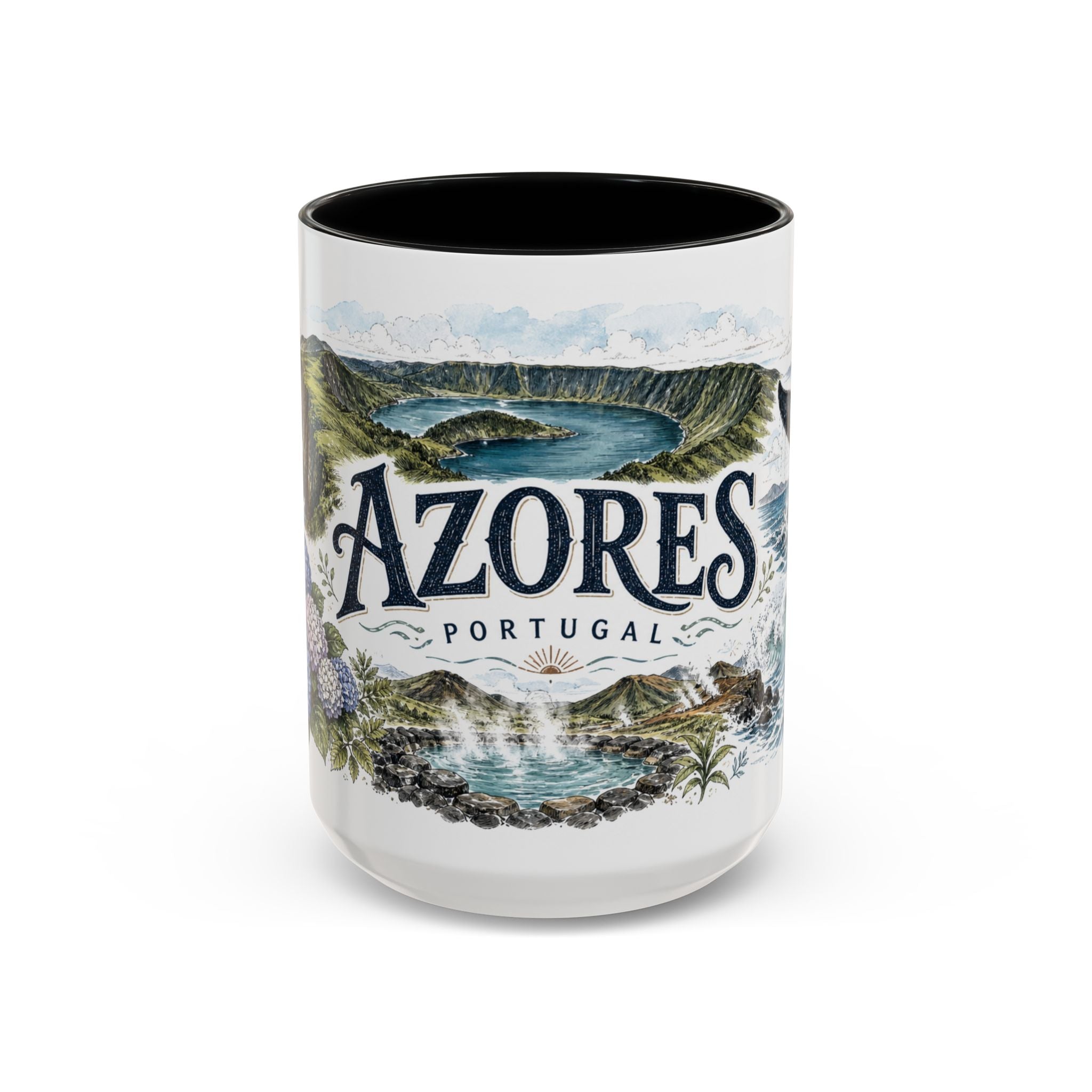 Azores Mug, Portugal Travel Souvenir, Bucket List Gift, Accent Ceramic Coffee Mug 11oz 15oz