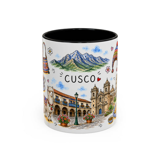 Cusco Illustrated Travel Mug | City Souvenir Accent Coffee Mug | 11oz 15oz Ceramic Cup