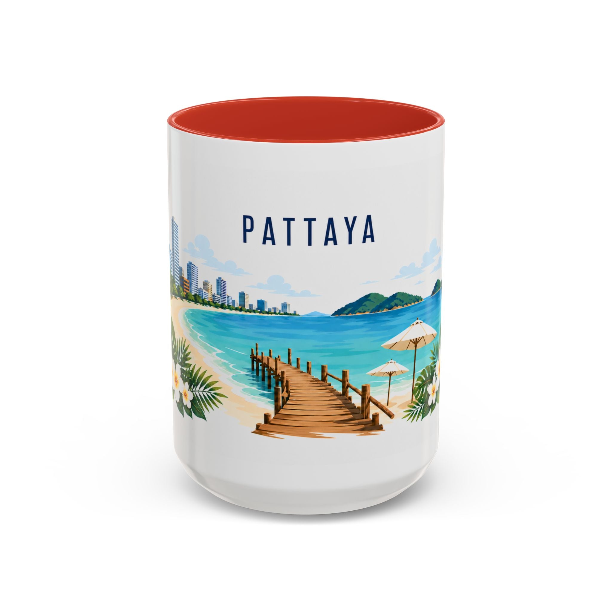 Pattaya Coffee Mug | Thailand Travel Souvenir | Porcelain Decal City Gift | 11oz 15oz Accent Mug