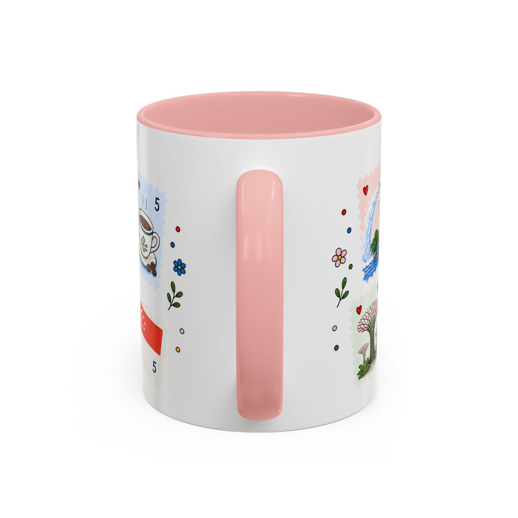 Singapore Coffee Mug | Postage Stamp Collage Mug | Travel Souvenir Accent Cup 11oz 15oz