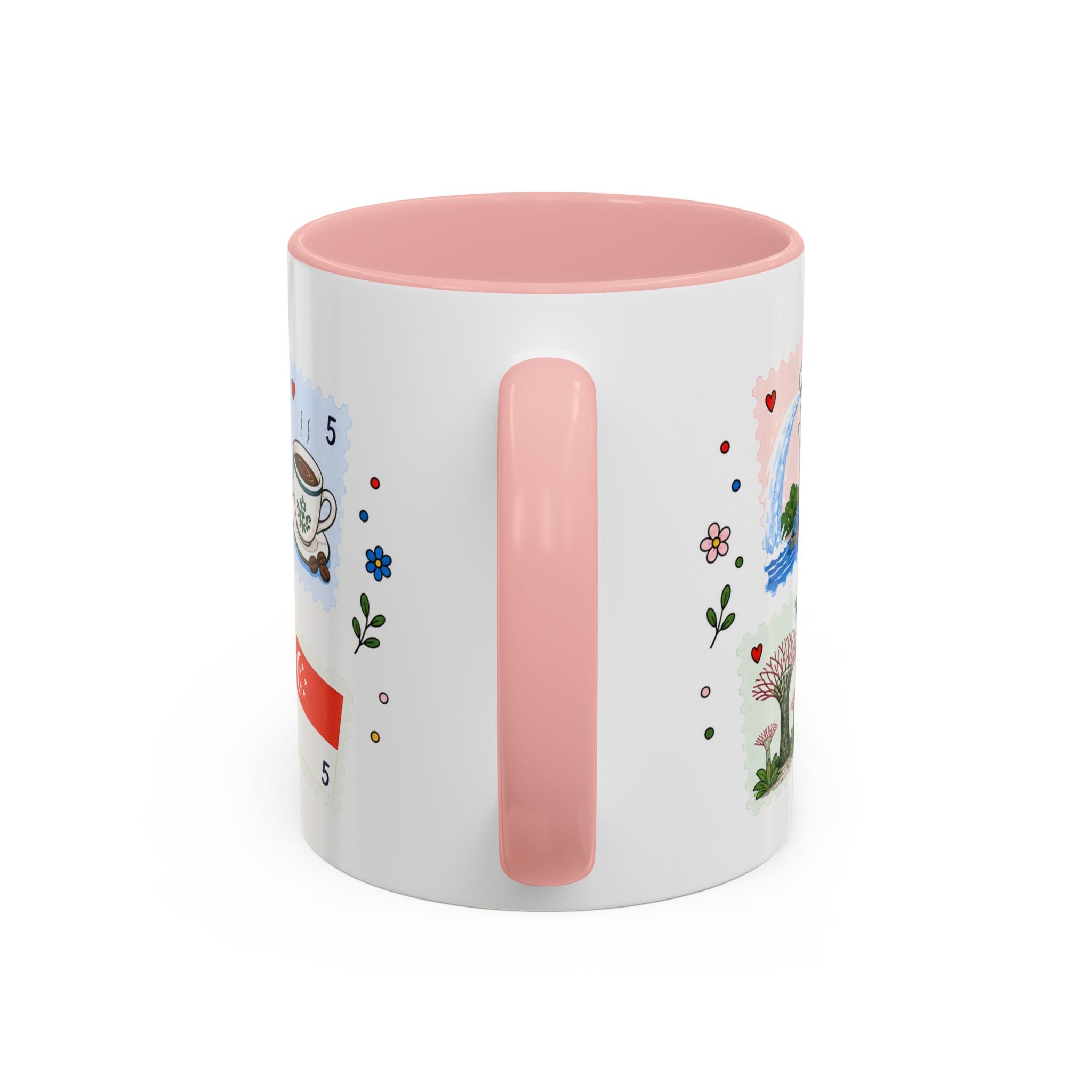 Singapore Coffee Mug | Postage Stamp Collage Mug | Travel Souvenir Accent Cup 11oz 15oz