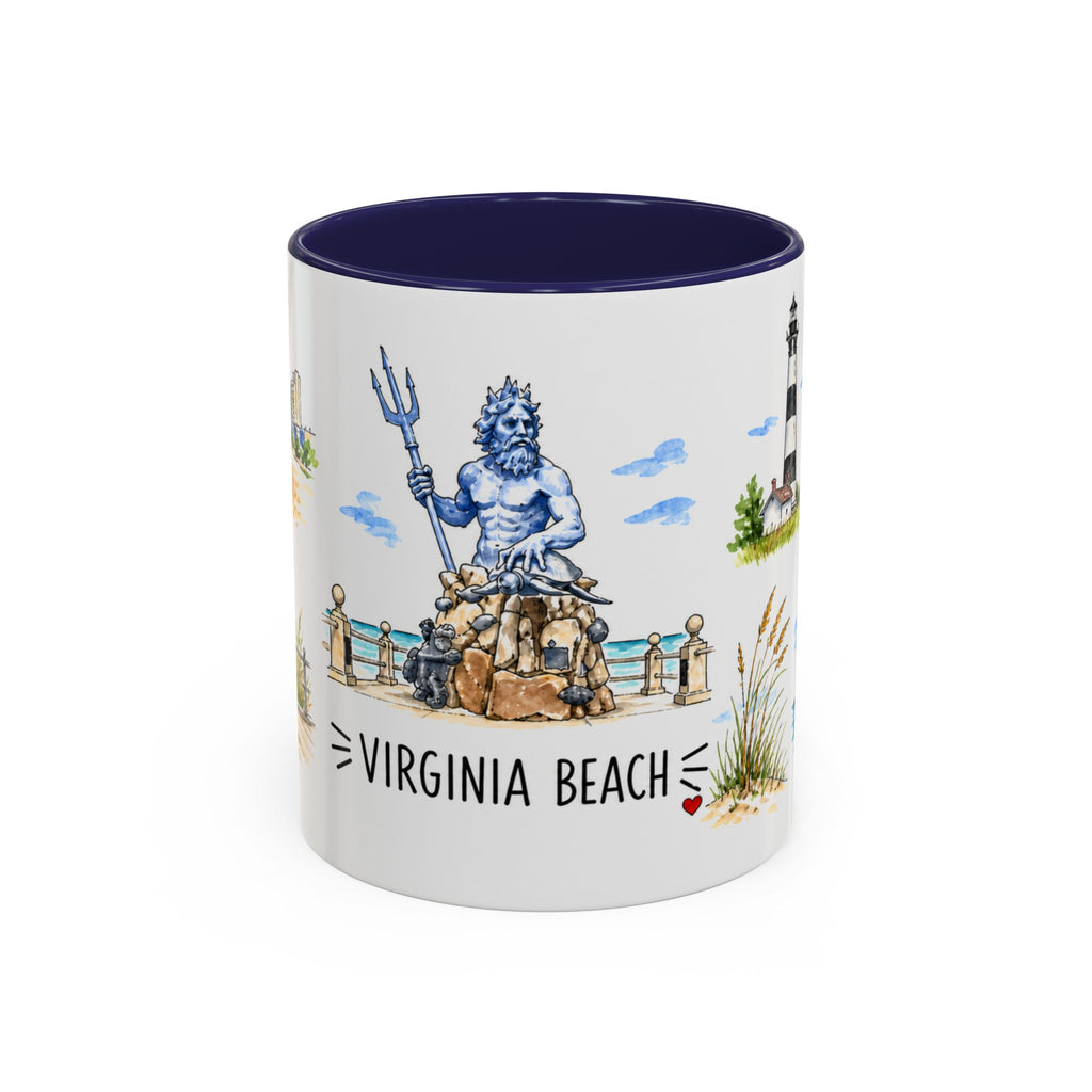 Virginia Beach Illustrated Travel Mug | City Souvenir Accent Coffee Mug | 11oz 15oz Ceramic Cup
