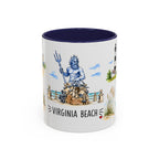 Virginia Beach Illustrated Travel Mug | City Souvenir Accent Coffee Mug | 11oz 15oz Ceramic Cup
